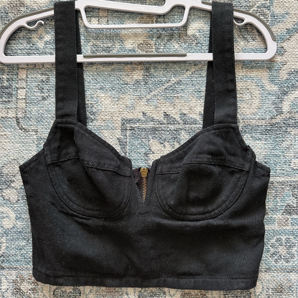 Black Denim Corset Crop top